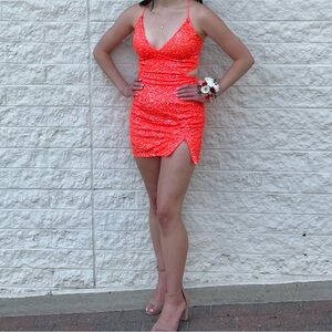 Orange sequins homecoming dress size 000. Worn once